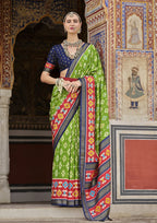 Monjolika Fashion Parrot Green And Red Patola Print Silk Festival Trendy Saree - Distacart