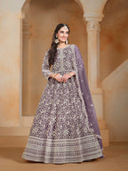 Monjolika Fashion Purple Color Embroidered Santoon Net Salwar Suit - Distacart