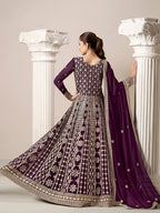 Monjolika Fashion Dark-Purple Color Embroidered Santoon Georgette Salwar Suit - Distacart