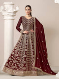 Monjolika Fashion Maroon Color Embroidered Santoon Georgette Salwar Suit - Distacart