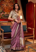 Monjolika Fashion Onion Pink Chiffon Weaving Trendy Saree