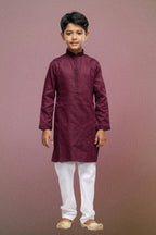 Raivat Ethnic Art Silk Thread Work Kids Kurta Pajama In Maroon Colour