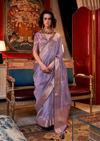 Monjolika Fashion Mauve Chiffon Weaving Trendy Saree - Distacart