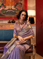 Monjolika Fashion Mauve Chiffon Weaving Trendy Saree - Distacart