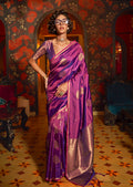 Monjolika Fashion Handloom Silk Weaving Purple Trendy Saree