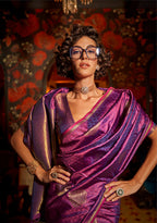 Monjolika Fashion Handloom Silk Weaving Purple Trendy Saree