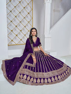 Monjolika Fashion Embroidered Art Silk Trendy Lehenga Choli In Purple