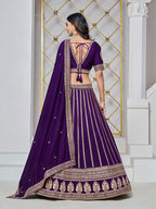 Monjolika Fashion Embroidered Art Silk Trendy Lehenga Choli In Purple