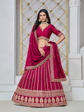 Monjolika Fashion Embroidered Art Silk Trendy Lehenga Choli In Rani Pink