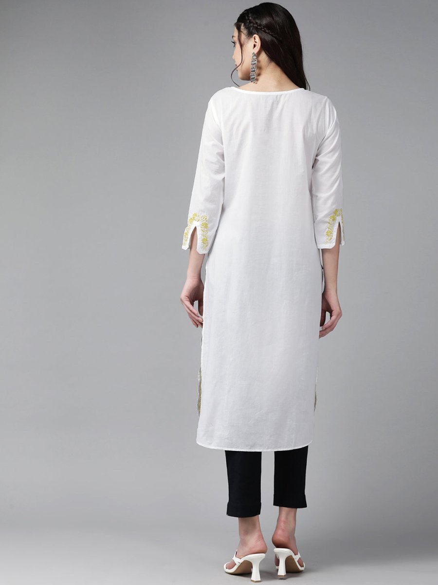 ADA Floral Embroidered Chikankari Kurta