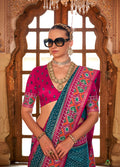 Monjolika Fashion Teal Patola Print Festival Contemporary Saree