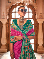 Monjolika Fashion Rani Pink Patola Print Festival Contemporary Saree