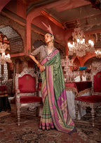 Monjolika Fashion Silk Weaving Zari Green Traditional Saree