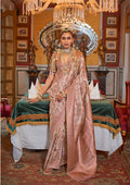 Monjolika Fashion Tussar Silk Digital Print Zari Border Light Peach Contemporary Saree