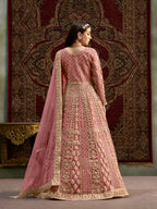 Monjolika Fashion Pink Color Embroidered Santoon Net Salwar Suit - Distacart