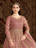 Monjolika Fashion Pink Color Embroidered Santoon Net Salwar Suit - Distacart