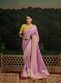 Monjolika Fashion Sequins Embroidered Border Work Dola Silk Lilac Reception Classic Saree - Distacart