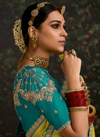 Monjolika Fashion Sequins Embroidered Border Work Dola Silk Light Olive Green Reception Classic Saree - Distacart