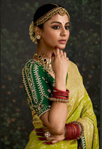 Monjolika Fashion Sequins Embroidered Border Work Dola Silk Pear Reception Classic Saree - Distacart