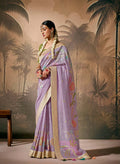 Monjolika Fashion Silk Floral Pattern Zari Work Lavender Contemporary Saree - Distacart