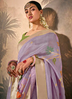 Monjolika Fashion Silk Floral Pattern Zari Work Lavender Contemporary Saree - Distacart