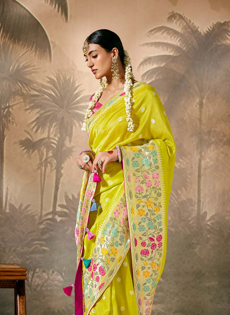 Monjolika Fashion Silk Floral Pattern Zari Work Pear Contemporary Saree - Distacart