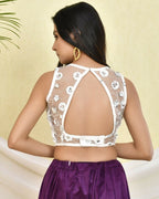 Amodini Designer Studio Floral White Sleeveless Padded Blouse