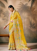 Monjolika Fashion Silk Floral Pattern Zari Work Mustard Contemporary Saree