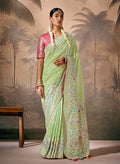 Monjolika Fashion Silk Floral Pattern Zari Work Light Green Contemporary Saree - Distacart