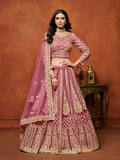 Monjolika Fashion Net Pink Embroidered Designer Lehenga Choli