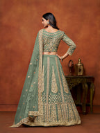 Monjolika Fashion Net Green Embroidered Designer Lehenga Choli