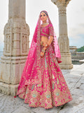 Monjolika Fashion Rani Pink Silk Embroidered Sequins Thread And Zari Work Bridal Trendy Lehenga Choli