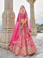 Monjolika Fashion Rani Pink Silk Embroidered Sequins Thread And Zari Work Bridal Trendy Lehenga Choli