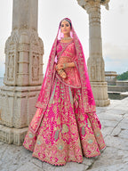 Monjolika Fashion Rani Pink Silk Embroidered Sequins Thread And Zari Work Bridal Trendy Lehenga Choli