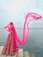 Monjolika Fashion Rani Pink Silk Embroidered Sequins Thread And Zari Work Bridal Trendy Lehenga Choli