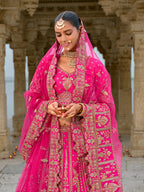 Monjolika Fashion Rani Pink Silk Embroidered Sequins Thread And Zari Work Bridal Trendy Lehenga Choli