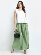 TAG 7 Women Pack of 2 Green Flared Ethnic Palazzos