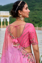 Monjolika Fashion Silk Blend Embroidered Sequins Pink Designer Lehenga Choli