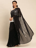 kasee Embellished Sequinned Pure Georgette Saree - Distacart