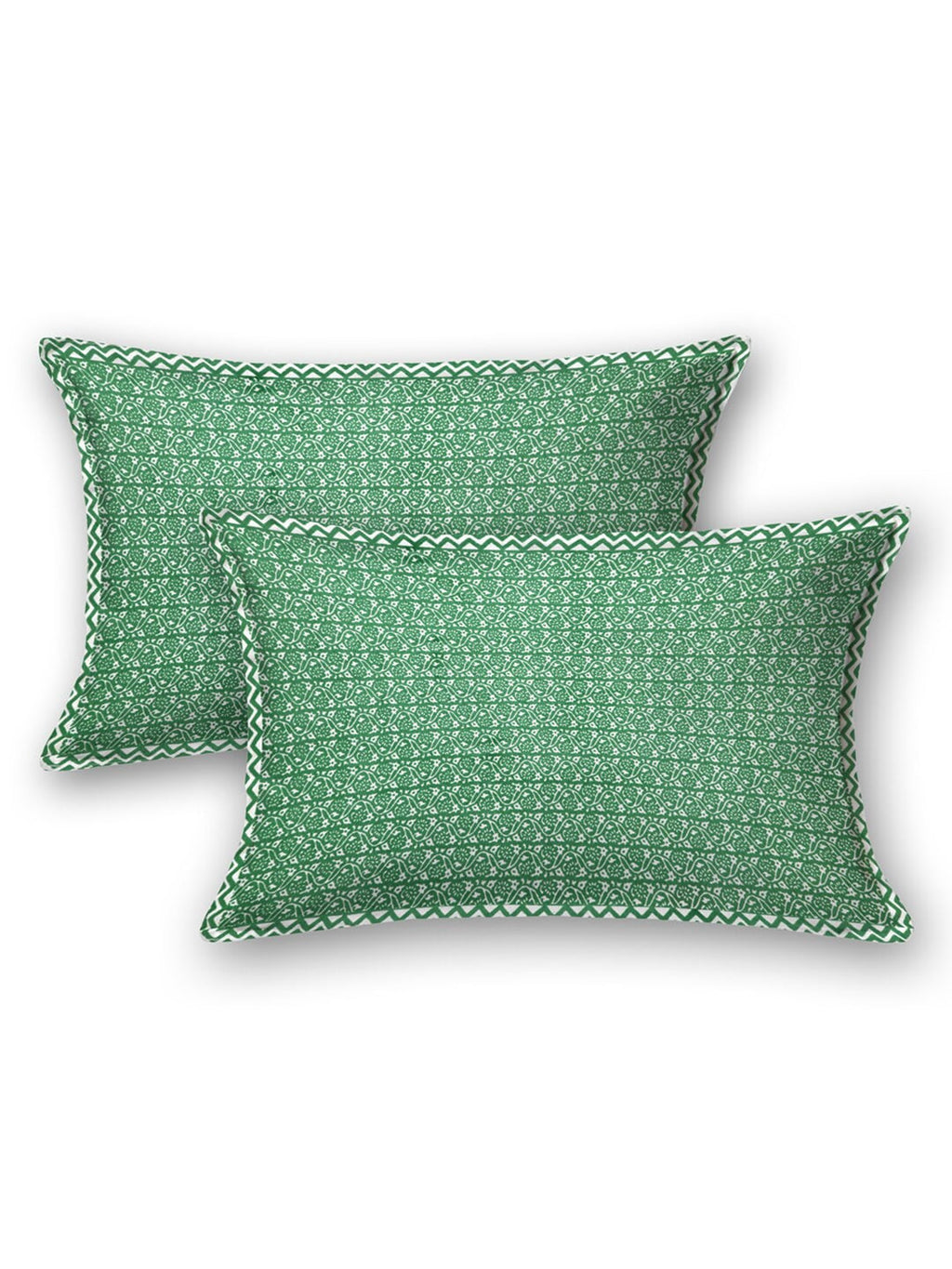 LIVING ROOTS Blue & Green Jaipur Printed 210 TC King Bedsheet with 2 Pillow Covers - Distacart