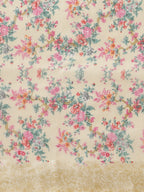 Saree Mall Cream-Coloured & Pink Floral Print Saree - Distacart