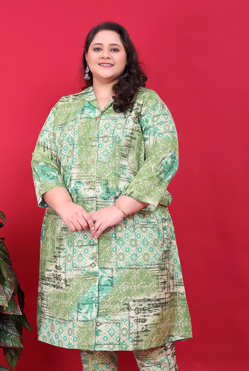 Monjolika Fashion Green Colour Rayon Floral Print Classic Co-Ord Set - Distacart