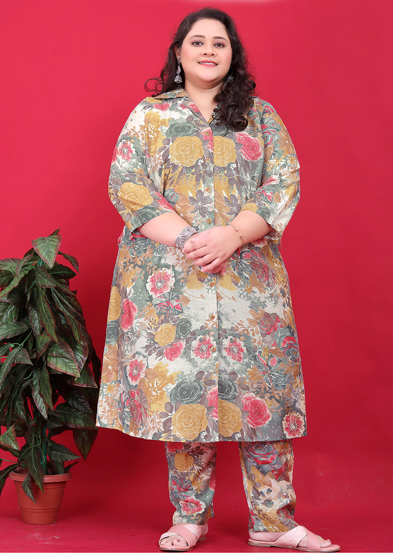 Monjolika Fashion Multicolor Rayon Floral Print Classic Co-Ord Set - Distacart