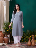 Monjolika Fashion Grey Maaza Cotton Hand Work With Pocket Casual Kurti - Distacart
