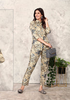 Monjolika Fashion Cream Premium Rayon Floral Printed Co Ord Set - Distacart
