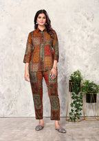 Monjolika Fashion Brown Premium Rayon Floral Printed Co Ord Set - Distacart
