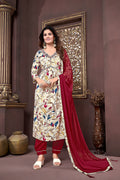 Monjolika Fashion Red Rayon Printed Festival Wear Afghani Suit - Distacart