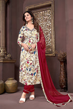 Monjolika Fashion Red Rayon Printed Festival Wear Afghani Suit - Distacart