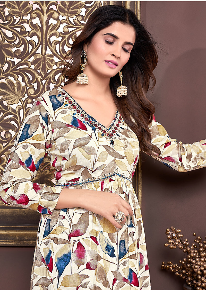 Monjolika Fashion Red Rayon Printed Festival Wear Afghani Suit - Distacart