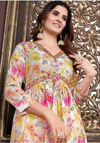 Monjolika Fashion Yellow Rayon Printed Festival Wear Afghani Suit - Distacart